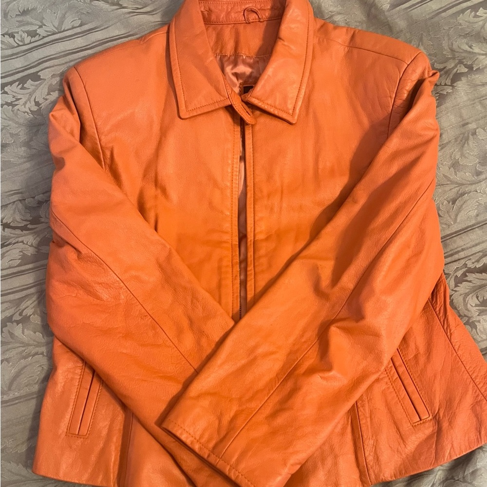 Orange leather jacket
